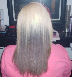 Brazilian Blowout On Dyed Mixed Race Hair (After Back View)