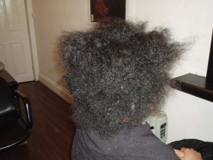 Brazilian Blowout - Short Natural Afro Hair (Before Back View)
