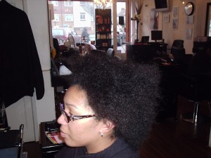 Brazilian Blowout - Short Natural Afro Hair (Before Side View)