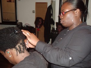 Academy Course – Natural Gel Comb Twist Style by Student – before
