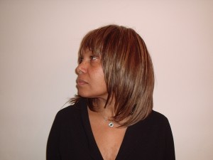 Weave Hair Style with highlights - Side View